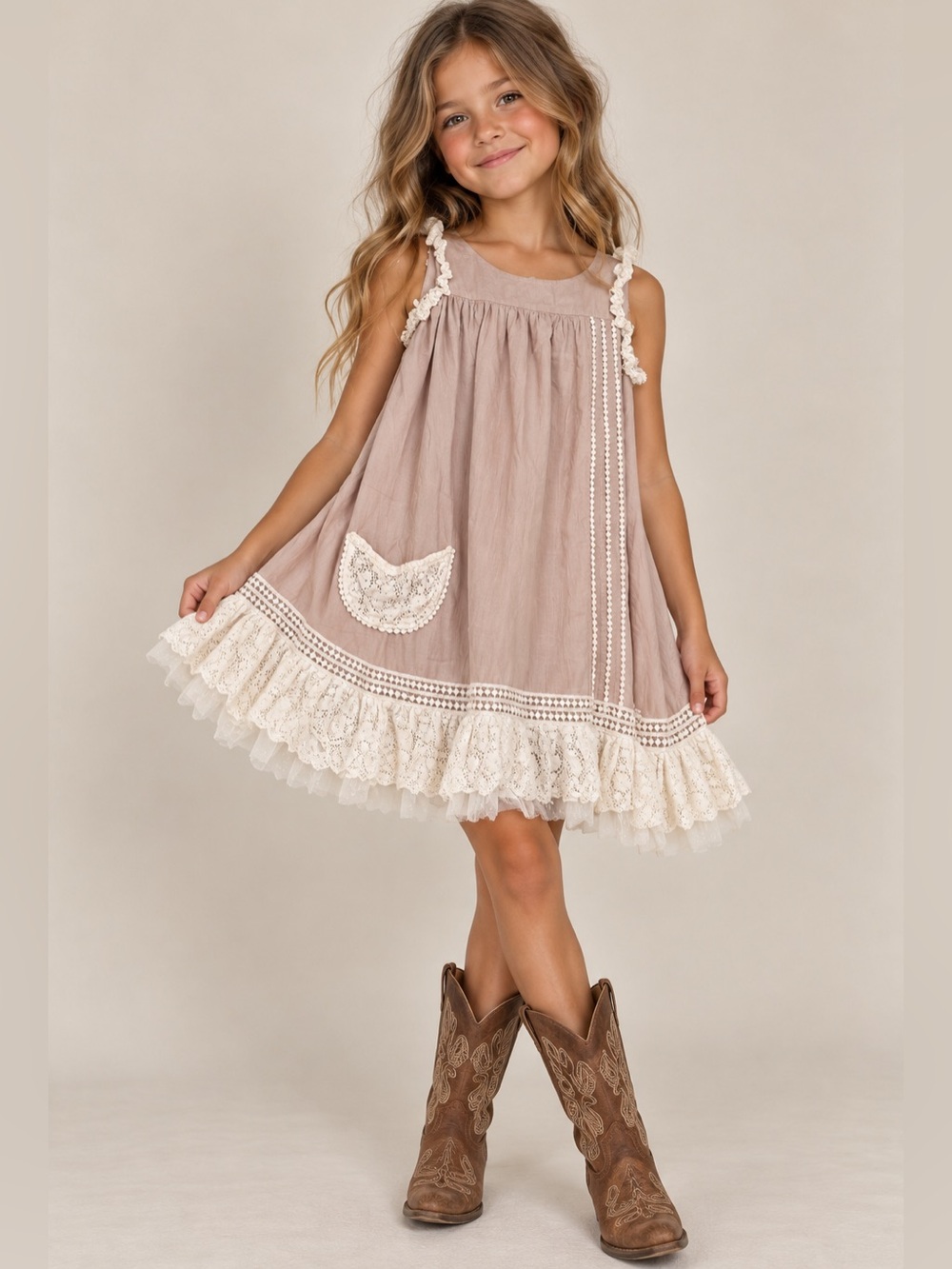 Chasing Fireflies Girls Size 8 Boho Lace Dress Pumpkin Patch Fall Western